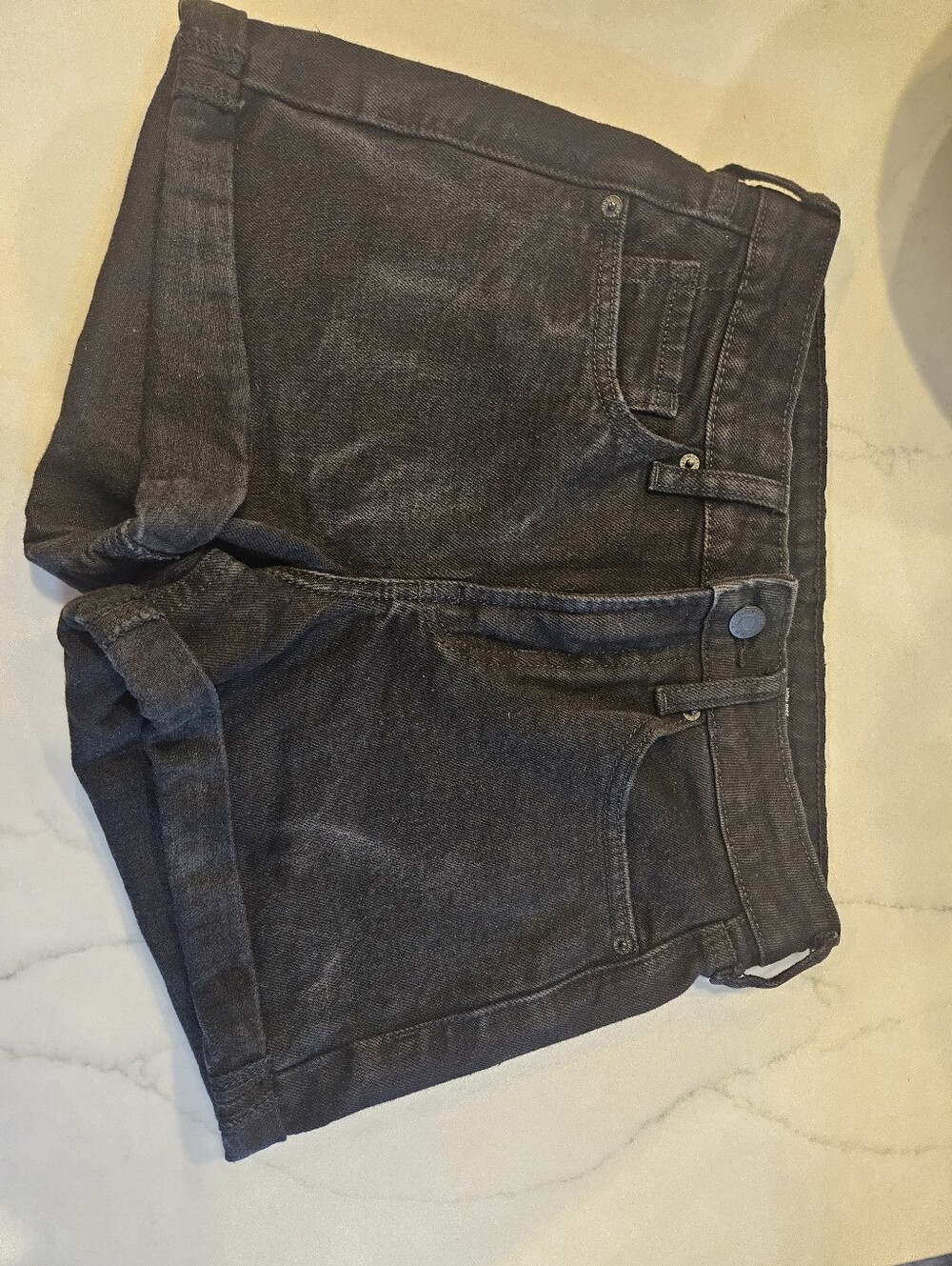 Old Navy Black Denim Roll-Cuff Shorts
